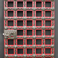 Wrought Iron and Wood Lattice Door 1920's